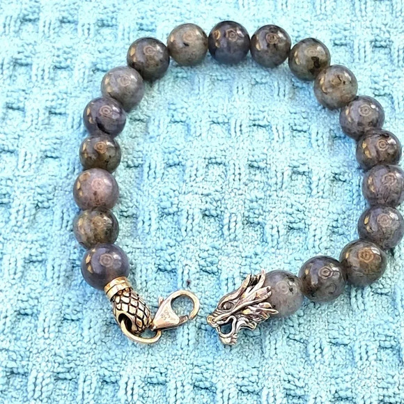 Jewelry - Artisan Crafted Labradorite Beaded Bracelet In 925 Sterling Silver